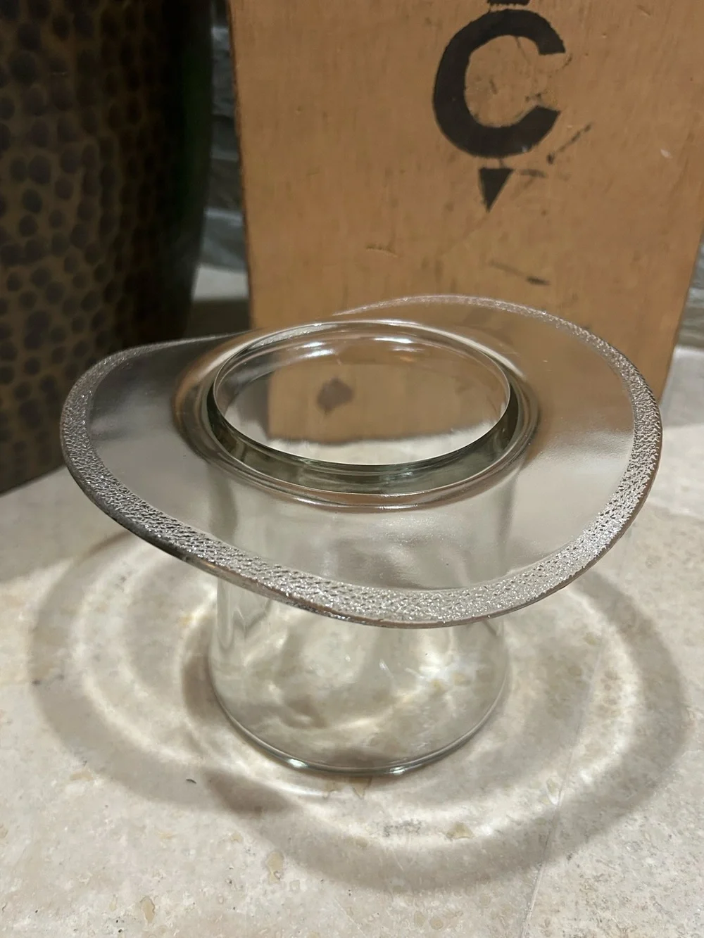 vintage Blenko Clear Glass Too Hat Vase
